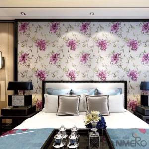 Wholesale Chinese 0.53*10M/Roll Suede Wallpaper with Big Pink Flowers Pattern Decoration Foaming from china suppliers