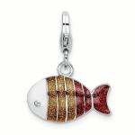 925 Sterling Silver Lobster Clasp Enameled Fish Charm Necklace Pendant Sea Life