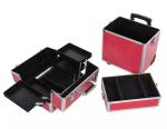 3 in 1 Professional Red Pro Makeup Case With Trolley,Aluminum Trolley Makeup