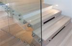 Modern Straight Flight Staircase 12mm Tempered Glass Railing Indoor Decoration