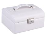 leather covering fashion multiple layer wooden cosmetic lock box with glass