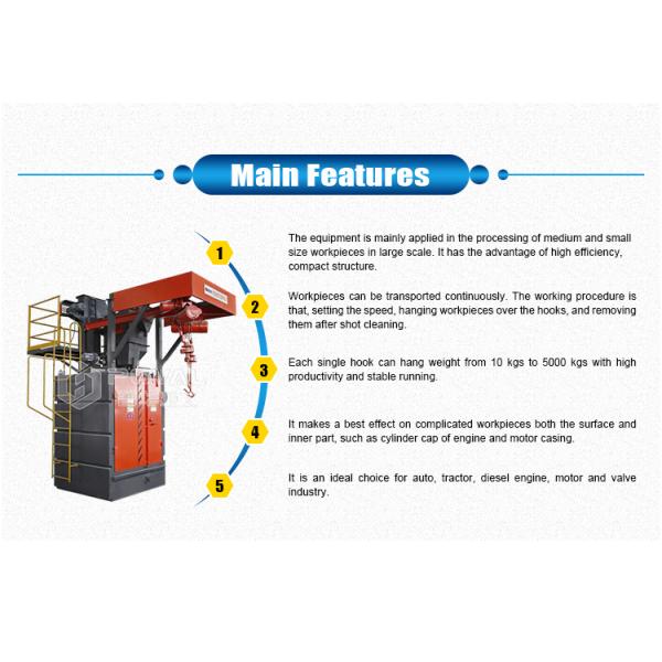 Single Hook Or Double Hook Shot Blasting Machine For Engine Surface Clean