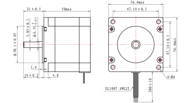 57*57*50mm NEME 23 Stepping Motor 0.7A 0.9N With CNC Machine