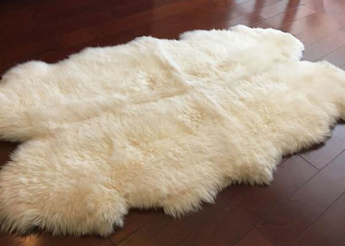Real Sheepskin Rug Large Ivory White Australia Wool Area Rug 4 x 6 ft 4 Pelt