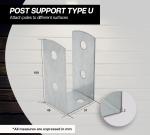 Wooden U Post Brackets 4Pcs Thickness 2Mm Galvanised Zinc For Wall Anchorings