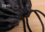 PP Rope Drawstring Cinch Backpack Promotional Black 210D Nylon Polyester