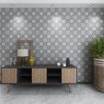 Non-Slip 20x20cm Ceramic Rustic Tiles For Office And Gray Floral Wall Tiles For