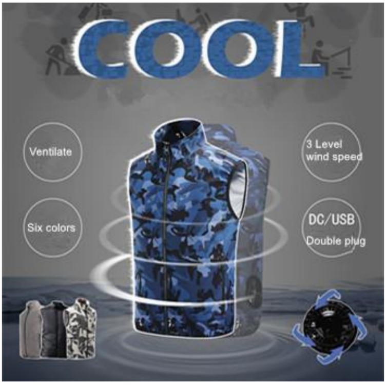 zipper closure Wearable Air Conditioner Vest Short Sleeve Standard collar