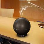 400ML Sphere Dark Wood Grain Ultrasonic Air Humidifier Purifier Aroma Diffuser
