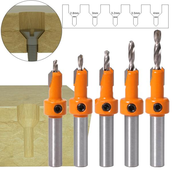 8mm HSS CNC Drill Bits 3 Flute Flat Counterbore Woodworking Router Bit Set