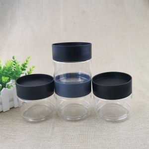 Stackable Black Screw Cap 438 Ml 51g Transparent PET Jar