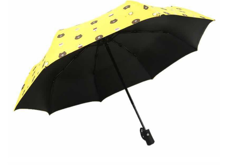 AZO Free Full Automatic Bear Cartoon Folding Umbrella Fiberglass Ribs