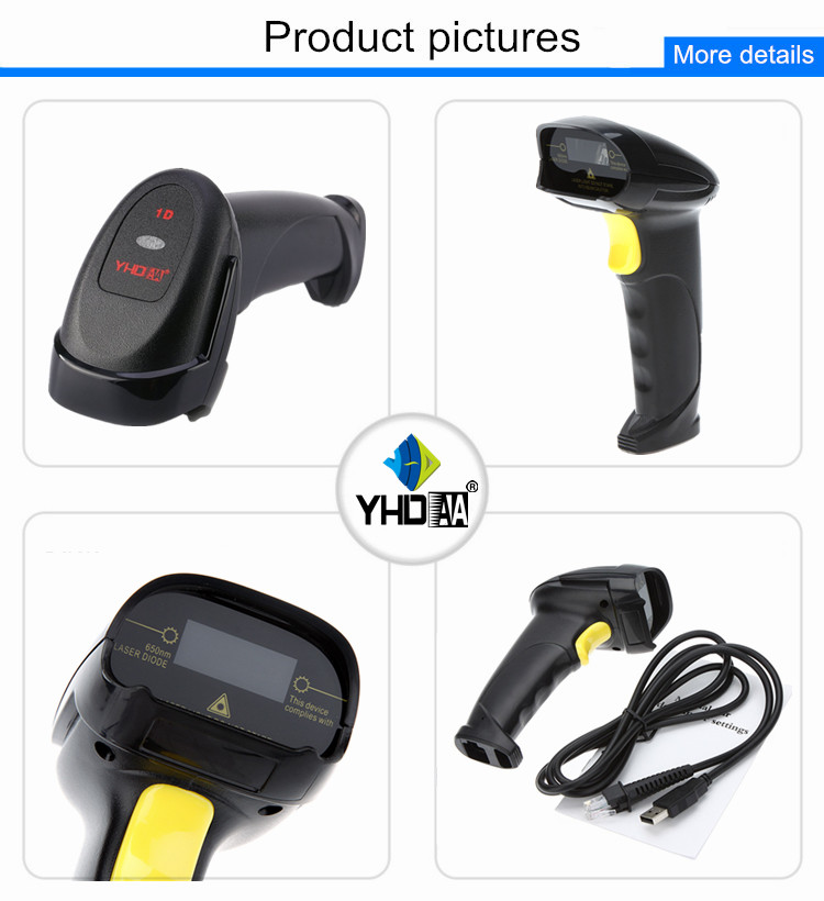 1D Laser Cordless Barcode Scanner Reader For Supermarket Retail Store Library