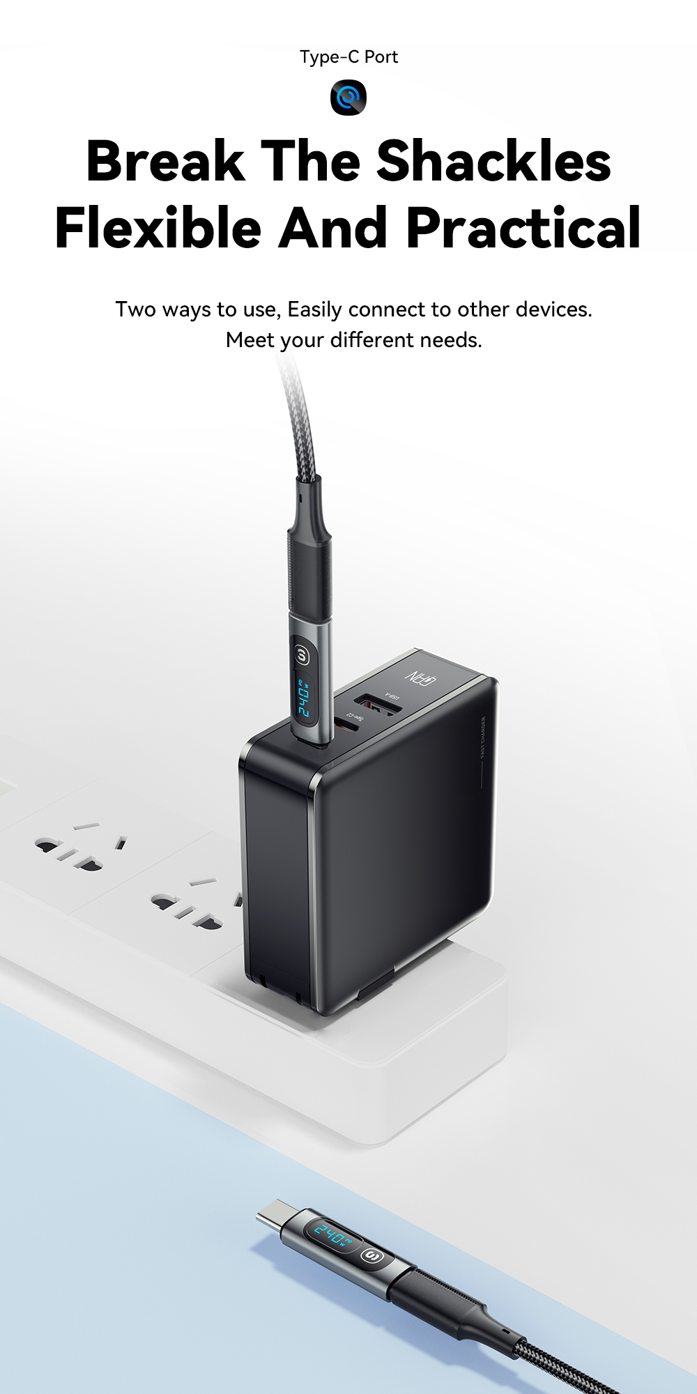 ESSAGER ES-OTG16 240W Type C To C USB OTG Adapter With Digital Display
