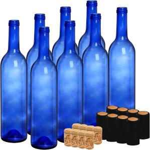 Wholesale 750ml Glass Bottles for Vodka Champagne Juice Beverages Decorations Cobalt Blue Round from china suppliers