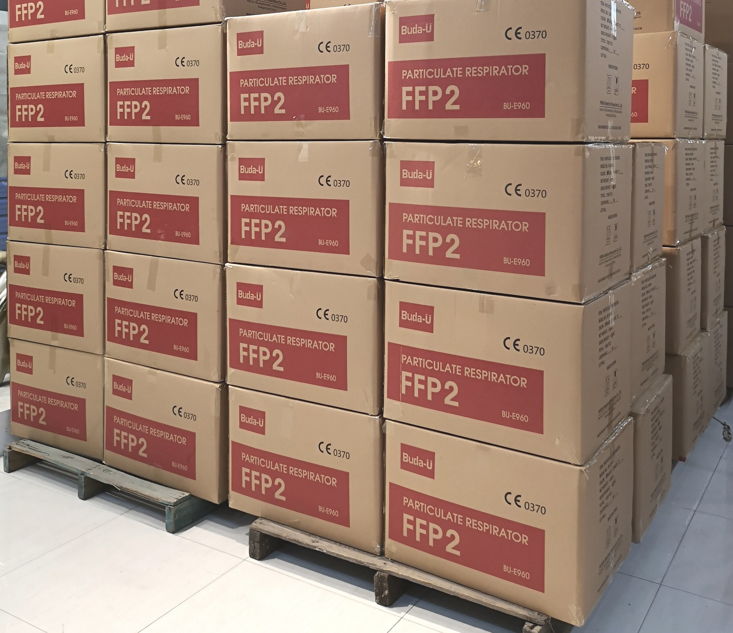 BU-E960 Adult FFP2 Filtering Half Face Mask Five Layer With High Efficiency CE 0370
