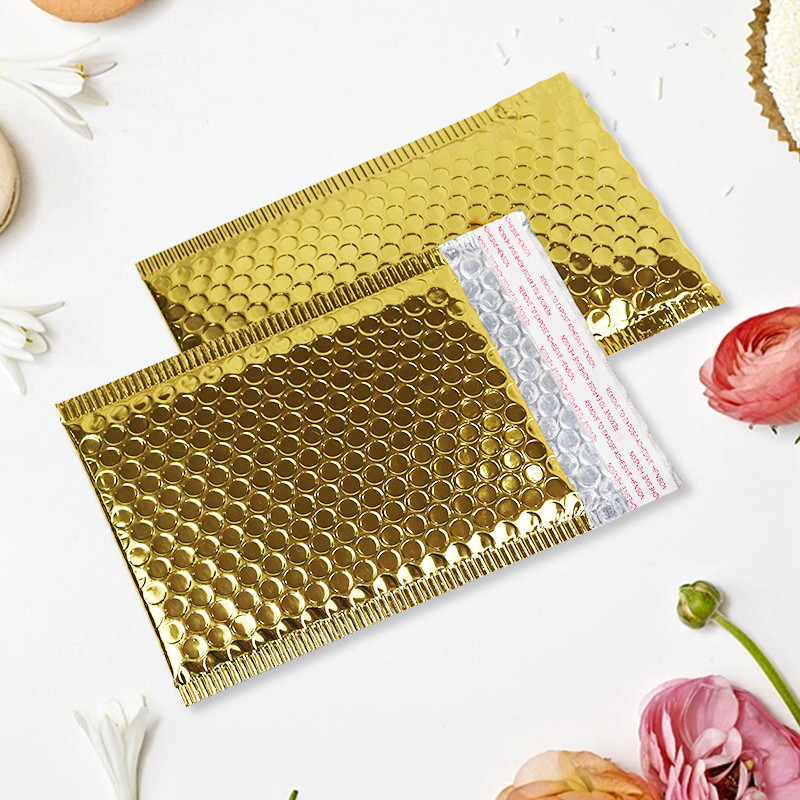 Gold Self Sealing Bubble Mailing Bags Foil Ziplock Bags With Moisture Resistance