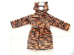 100% polyester tiger soft coral fleece baby bathrobe