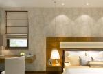 Grey Removable Embossed Floral Pattern Country Bathroom Wallpaper / Wall