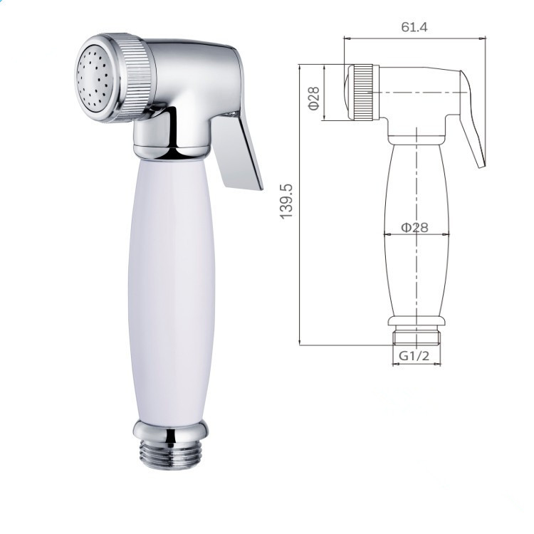 Brass ABS 1/2'' 270g 139.5mm Bathroom Bidet Sprayer