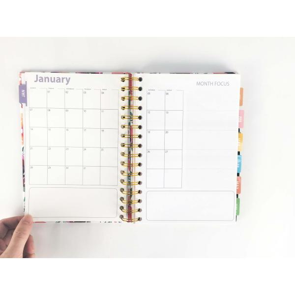 Horizontal Layout Monthly Planner Journal with Divider Tab Pages and Elastic Closure