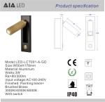 Recessed mounted bedside reading light led reading wall light 3W rotate bedroom