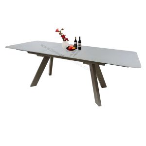 Stylish Painted Tempered Glass Dining Table , Rectangular Extension Dining Table