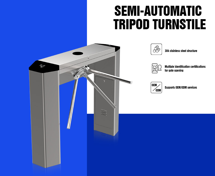 HCW Security Entrance Barrier Systems Tripod Turnstile Gate Mechanism Controlled Access Turnstiles