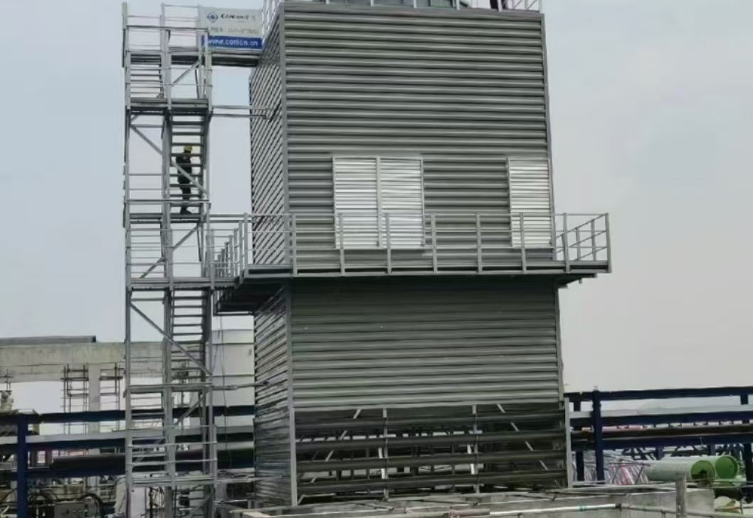 FRP 1490 Glass Fiber Wavy Plate (Sample Color: 7047), designed for cooling tower applications. Measuring 1490 mm in width (unexpanded) with customizab