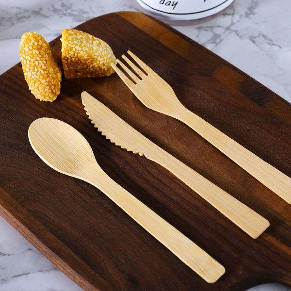 Natural Bamboo Utensils Disposable Flatware Set Compostable Biodegradable