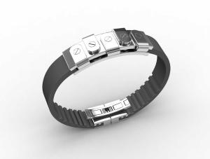 Wholesale Top Quality Europe Fashion Stainless Steel Genuine Leather Silicone Bangle Bracelet ADB20 from china suppliers