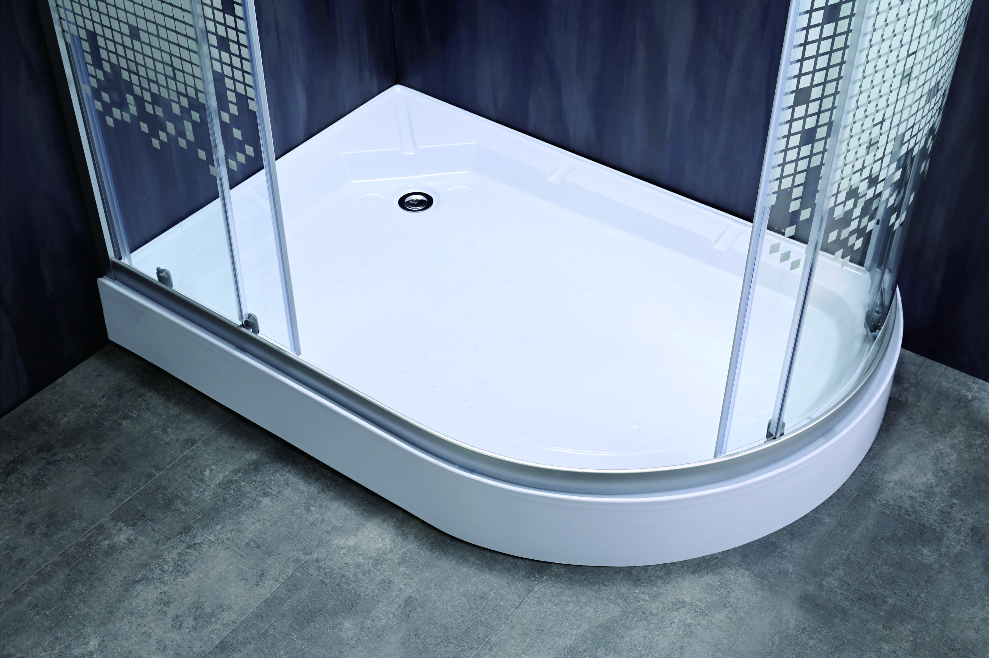 Stylish Quadrant Shower Enclosures With White Mosaic Patterned Glass For Modern