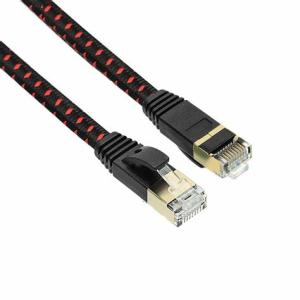Wholesale 1m 2m 5m RJ45 Cat7 10Gbps 600MHZ SFP Flat Braided Patch Cord Lan Cable from china suppliers