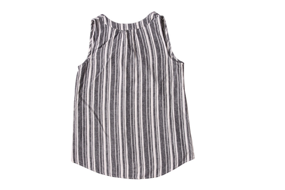 Summer Vertical Striped Women'S V Neck Vest 55% Linen 45% Rayon