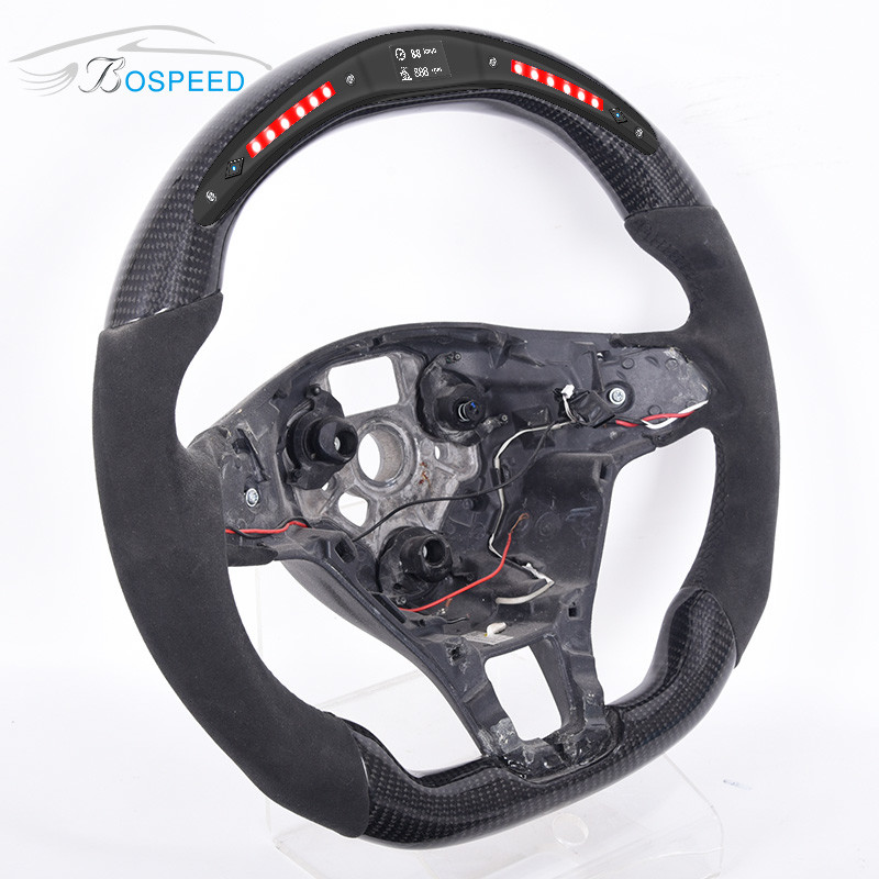 VW Leather Golf Mk8 Steering Wheel Carbon Fiber Matte Black