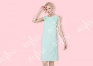 China Modest Ladies Sleeveless Nightgowns , Green Ladies Short Nightdresses Button Front on sale
