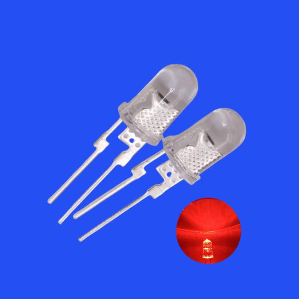 0.5W 5mm Deep Red Color 655-665nm Clear Lens Round Head Short Pins With Heat