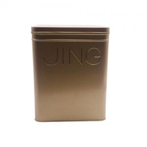 China Large Square Tea Canister Tin With Hinged Lid Tea Tin Packaging on sale