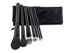 Portable Black Travel Makeup Brush Set / Eye Shadow Makeup Brushes 7 Pcs