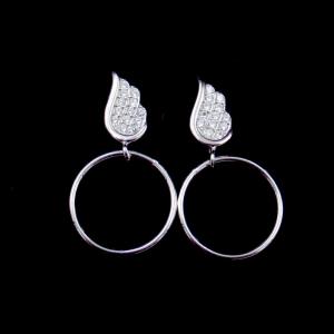 Wholesale Simple Wings Drop Hoop Earrings Cubic Zircon Fine Silver Accessory from china suppliers
