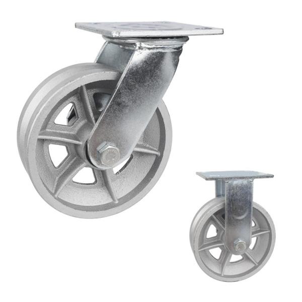 6 Inch Top Plate Swivel Hollow Cast Iron V Groove Heavy Duty Casters Track
