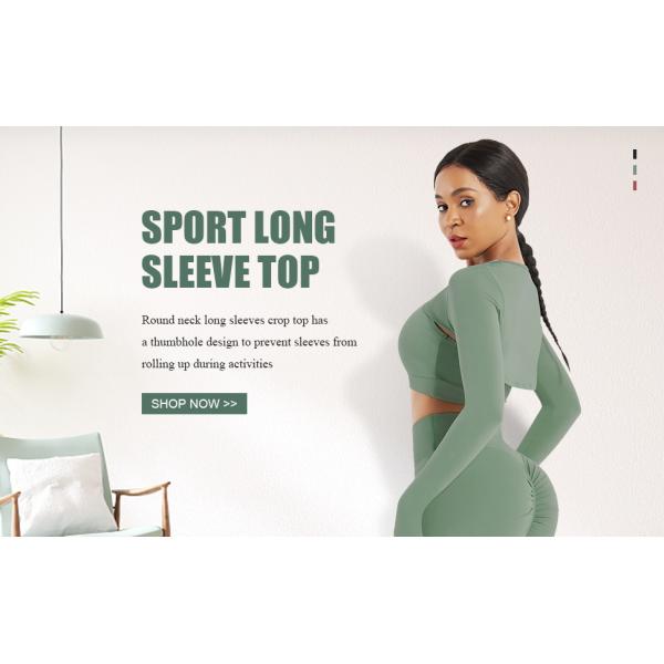 Long Sleeves Sports Crop Top with Thumb Holes in Polyester/Spandex Fabric by HEXIN