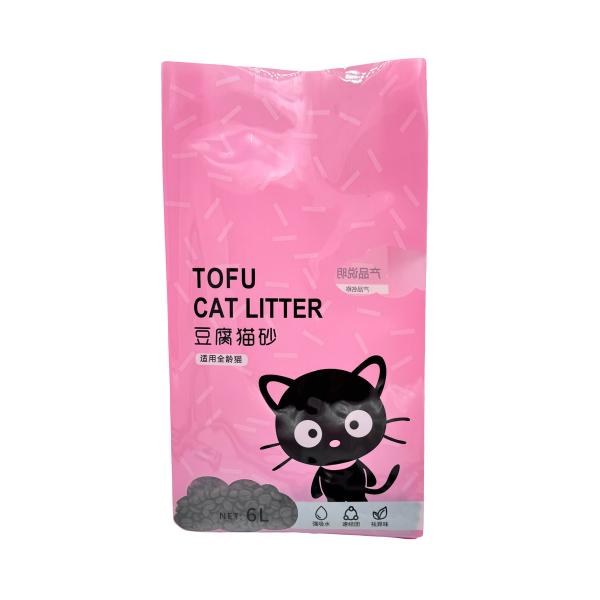 Custom Recyclable Pink Stand Up Flat Bottom Side Gusset 3lb 5lb 10lb Cat Litter
