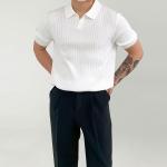2024 Summer Fashion Elegant Trendy Quarter Sleeved Plain Polo Collar T-shirt for
