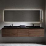 Double Sink Wood Bathroom Vanity with High End Professional Waterproof LED