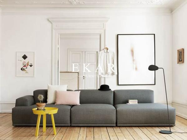European Contemporary Style Furniture Pink and Grey Fabric Morden Sofa Set ZZ-T