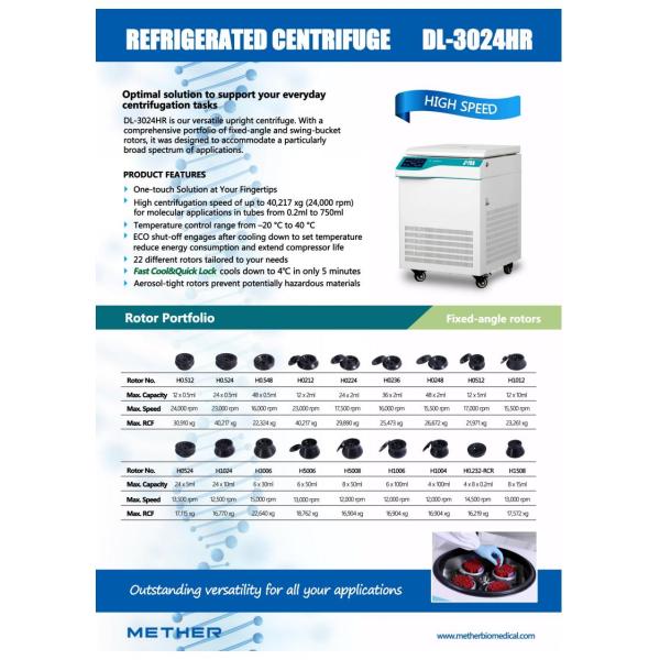 Double Lock Safety Medical Laboratory High Speed Cold Centrifuge DL-3024HR