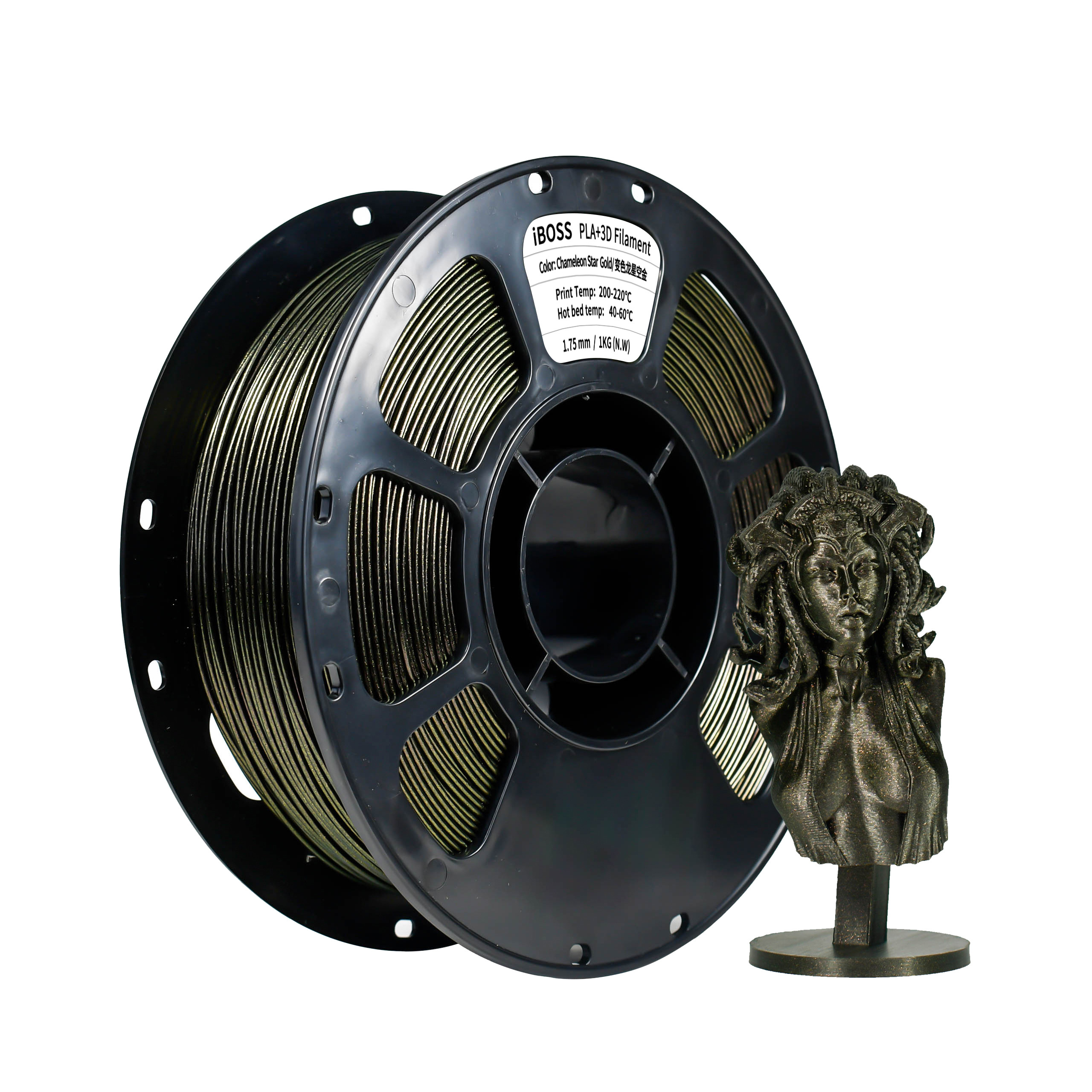 iBOSS 3D Printer Filament Change Star Gold PLA+ Filament 1.75mm Dimensional Accuracy +/- 0.02mm