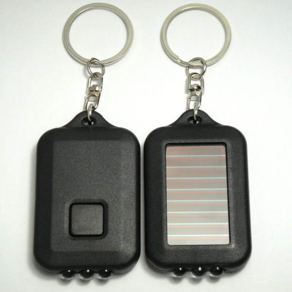 Customized Colorful Solar Key Ring Three Led Light Solar Power Keychain