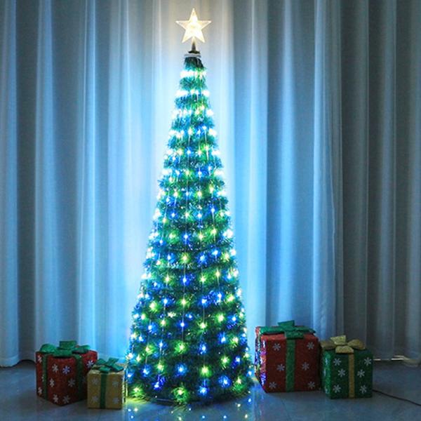 1.2m/1.5m/1.8m Christmas Tree Crystal Pendants Decor LED Light String Festoon Fairy Lights New Year Party Decor Lamp Garland